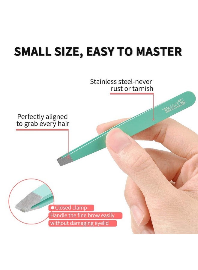 TsMADDTs Eyebrow Tweezer Set, 6 Pcs Tweezers Set for Women, Precision Tweezer for Eyebrows with Curved Scissors for Ingrown Hair, Hair Plucking Daily Beauty Tools with Leather Travel Case - Image 4