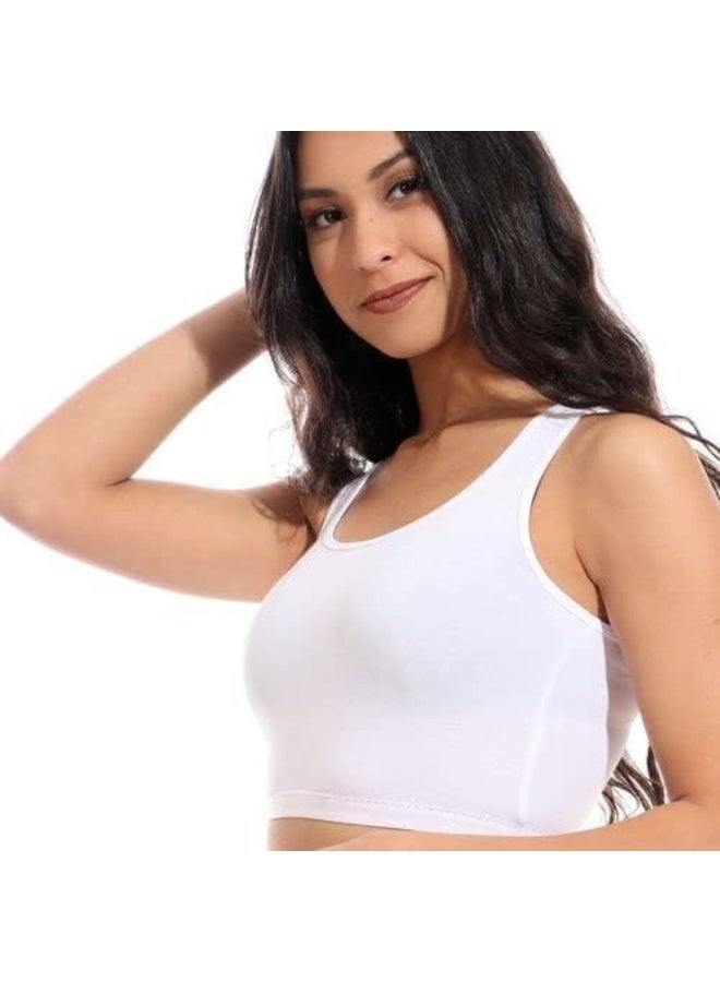 Hanady Women's Full Coverage Sports Bra Cross Back Wire Free White Cotton Lycra Comfortable - Image 3