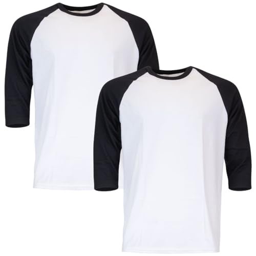 Gildan Adult Heavy Cotton 3/4 Raglan T-Shirt, Style G5700, 2-Pack, White/Black, Medium - Image 1