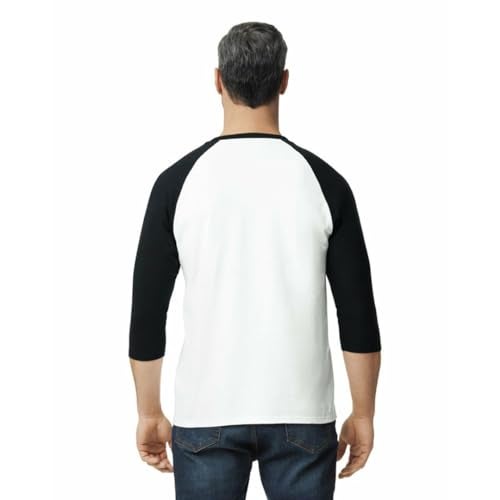 Gildan Adult Heavy Cotton 3/4 Raglan T-Shirt, Style G5700, 2-Pack, White/Black, Medium - Image 3