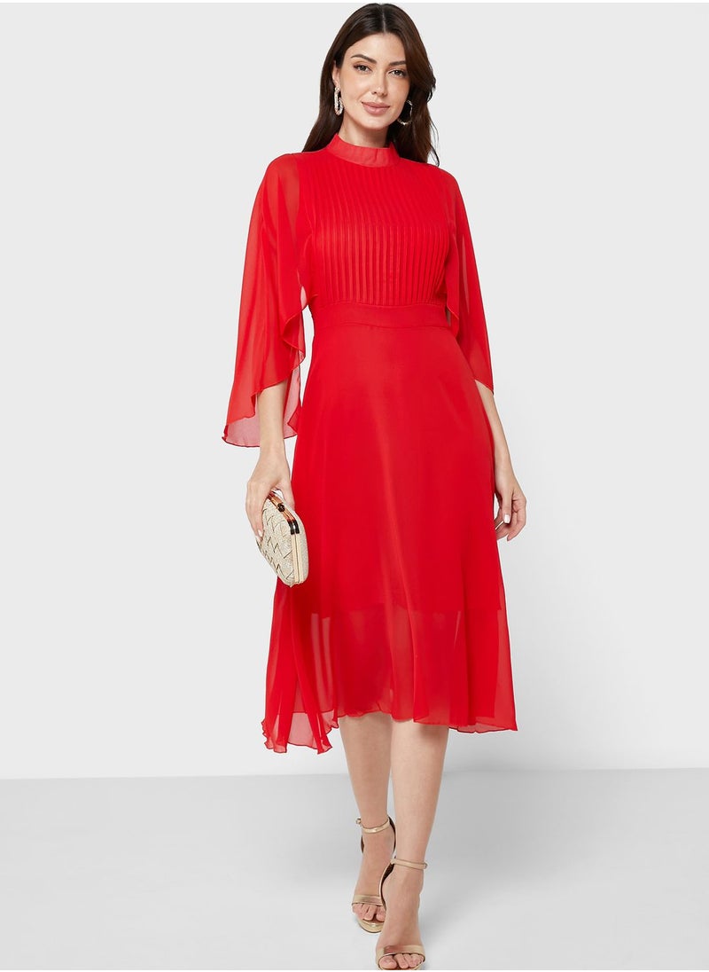 Pleated Chiffon Dress