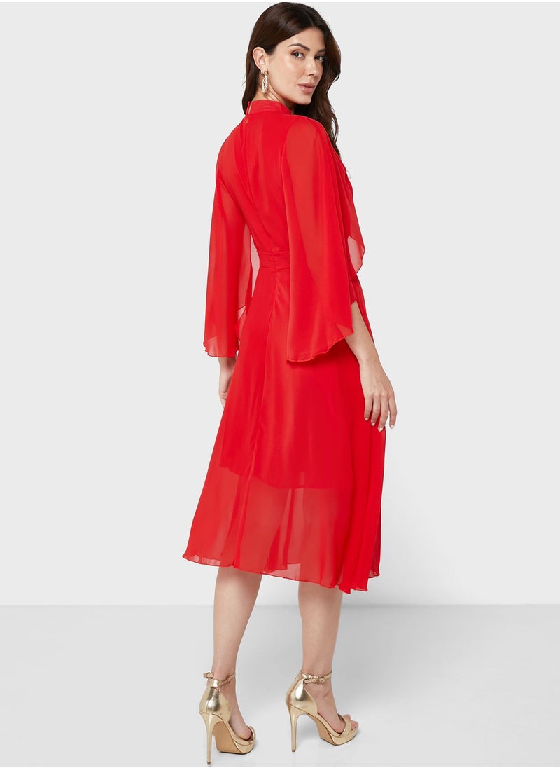 Pleated Chiffon Dress