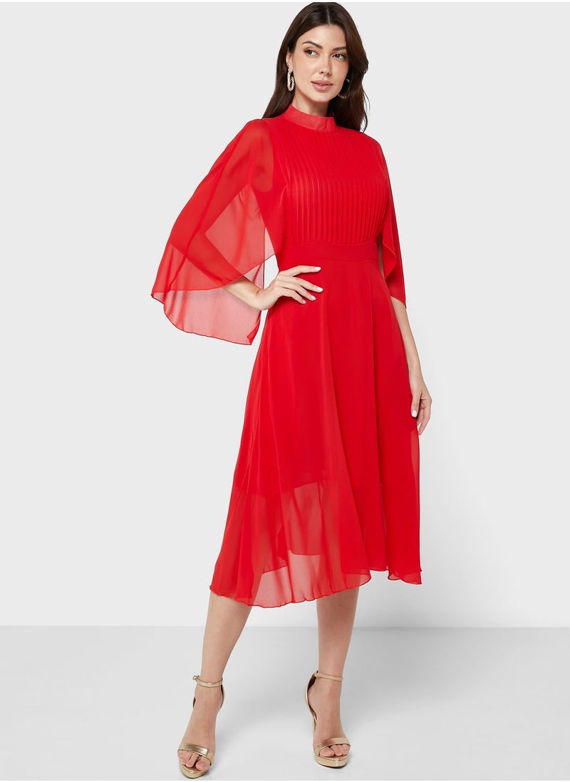Pleated Chiffon Dress