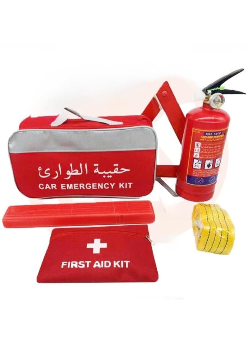 SHEZA STAR Car Emergency Kit MB-501K, with Fire Extinguisher, First Aid Kit, Warning Triangle, Safety Bag  - Image 1