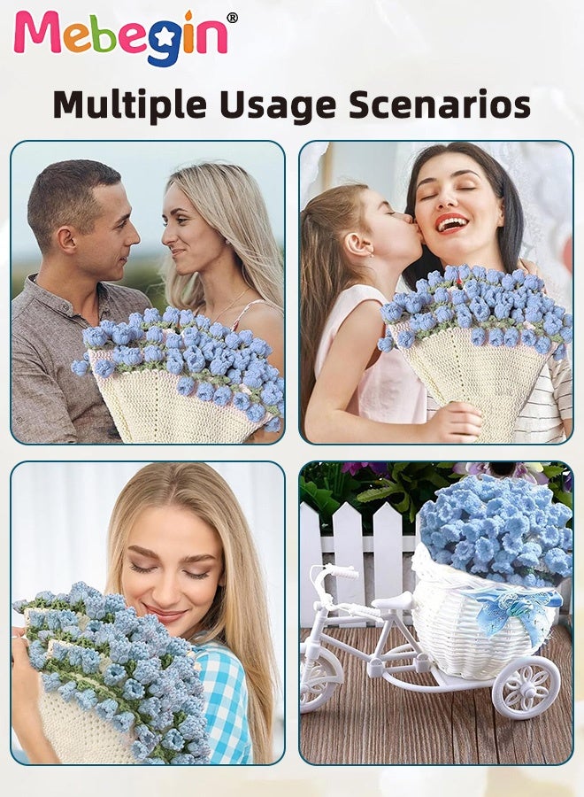 MEBEGIN DIY Flower Bouquet Blanket Making Kit, 2-in-1 Cozy Blanket and Floral Display, Handmade Crochet Flowers Bouquet Throw Blanket, Unique Crochet Kit, Ideal Gift for Mother's Day, Birthday, Wedding or Valentine's Day(Not a Finished Product, Needs to be Hand-Woven) - Image 5