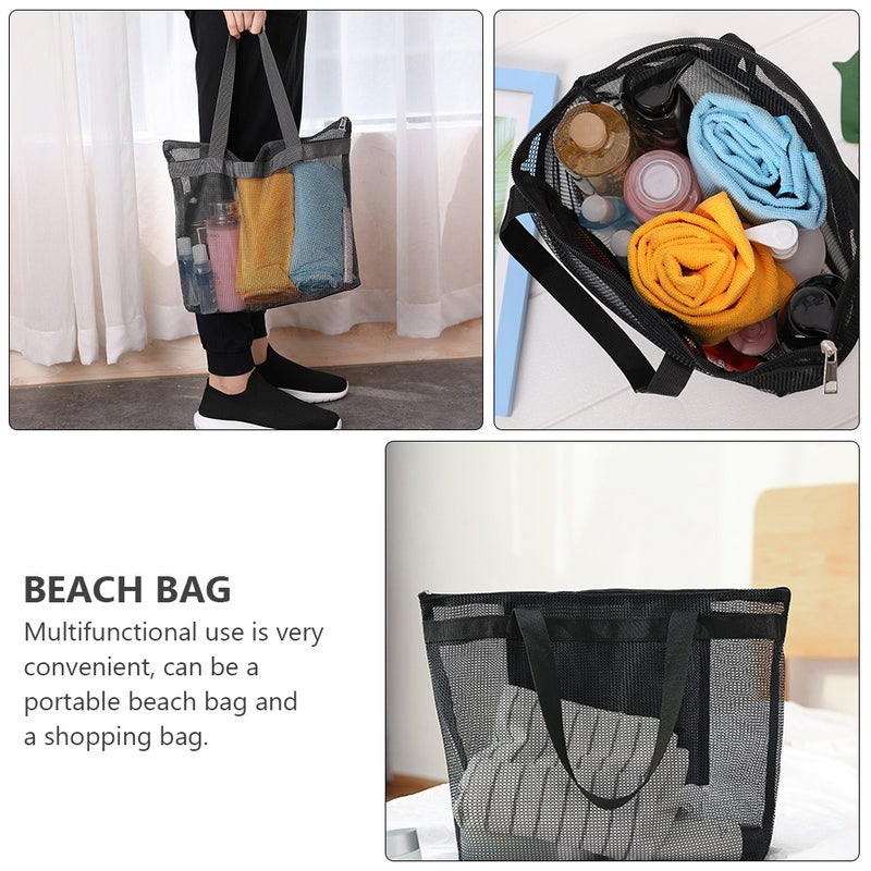 1pc Beach Shopping Tote Pouches Portable Mesh Bag High Capacity Toiletry Bag - Image 2