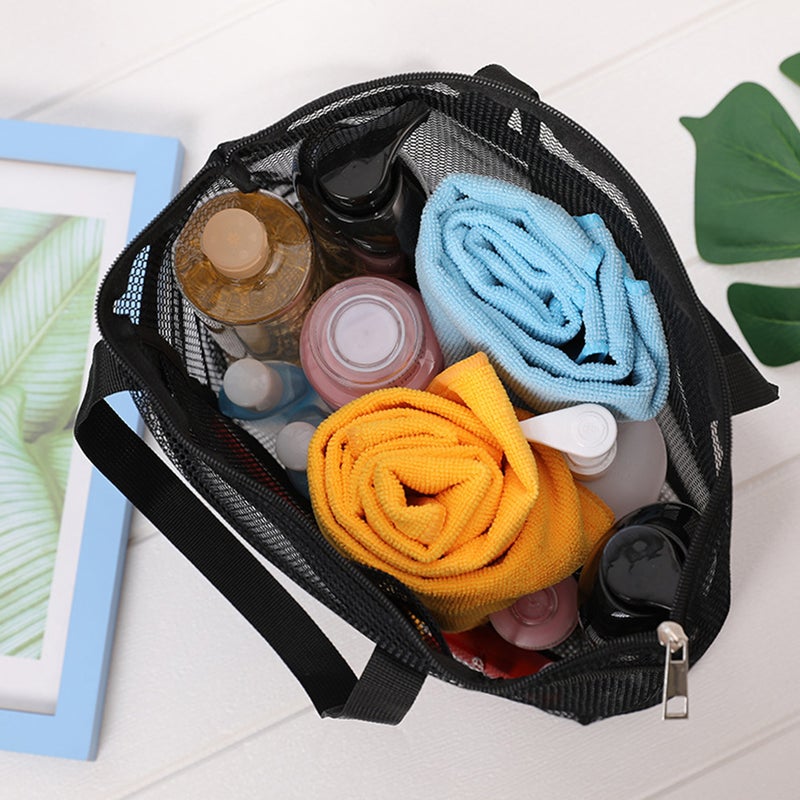 1pc Beach Shopping Tote Pouches Portable Mesh Bag High Capacity Toiletry Bag - Image 4