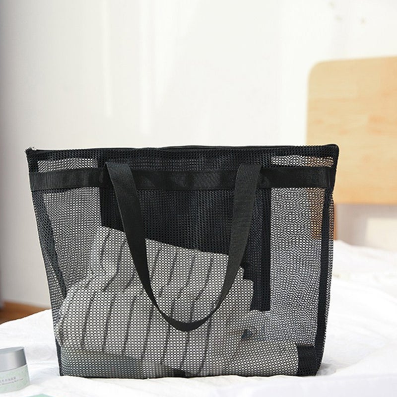 1pc Beach Shopping Tote Pouches Portable Mesh Bag High Capacity Toiletry Bag - Image 1
