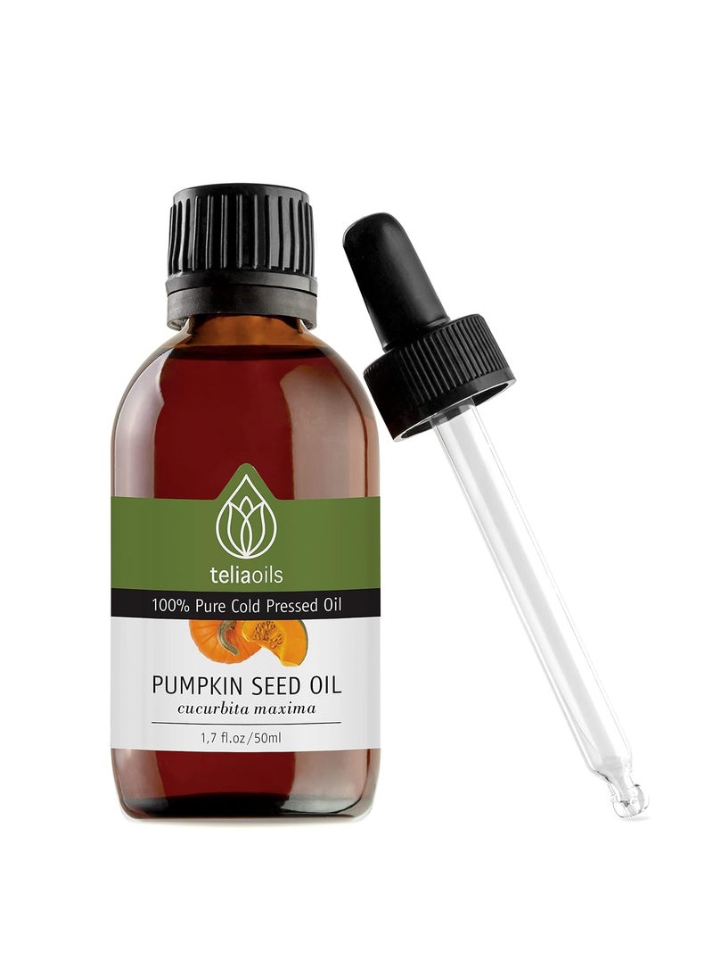 teliaoils Teliaoils Pumpkin Seed Oil  Premium 100 Pure ColdPressedRich Oil for Skin Hair Cooking  Packed with Omega3 Antioxidants Zinc  Organic Vegan NonGMO GlutenFree 17 Oz  50 Ml 