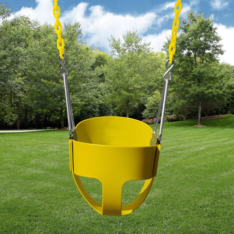Gorilla Playsets 04-0008-Y/Y Full Bucket Toddler Swing, Yellow Bucket, Yellow 60" Plastic Coated Chains, 50 lb Capacity - Image 2