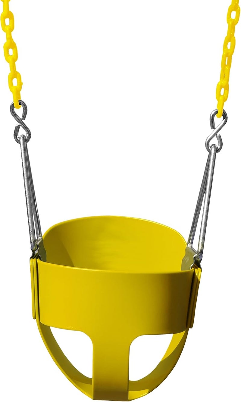 Gorilla Playsets 04-0008-Y/Y Full Bucket Toddler Swing, Yellow Bucket, Yellow 60" Plastic Coated Chains, 50 lb Capacity - Image 1