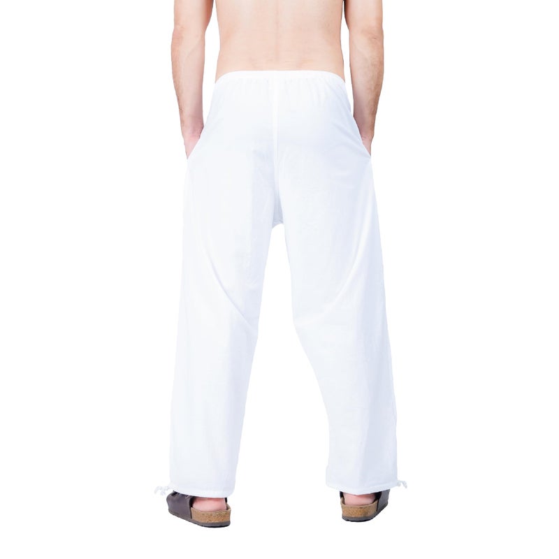 CandyHusky Baggy Sweatpants Men Cotton, Drawstring Lounge Pants, Relaxed Fit, Ideal for Comfort White 2XL - Image 3
