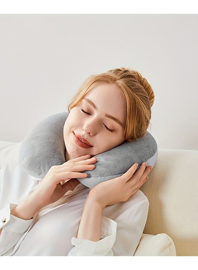 Navy Blue Ergonomic Travel Neck Pillow Soft Supportive Design For Pain Free Sleep On Long Flights - Image 5