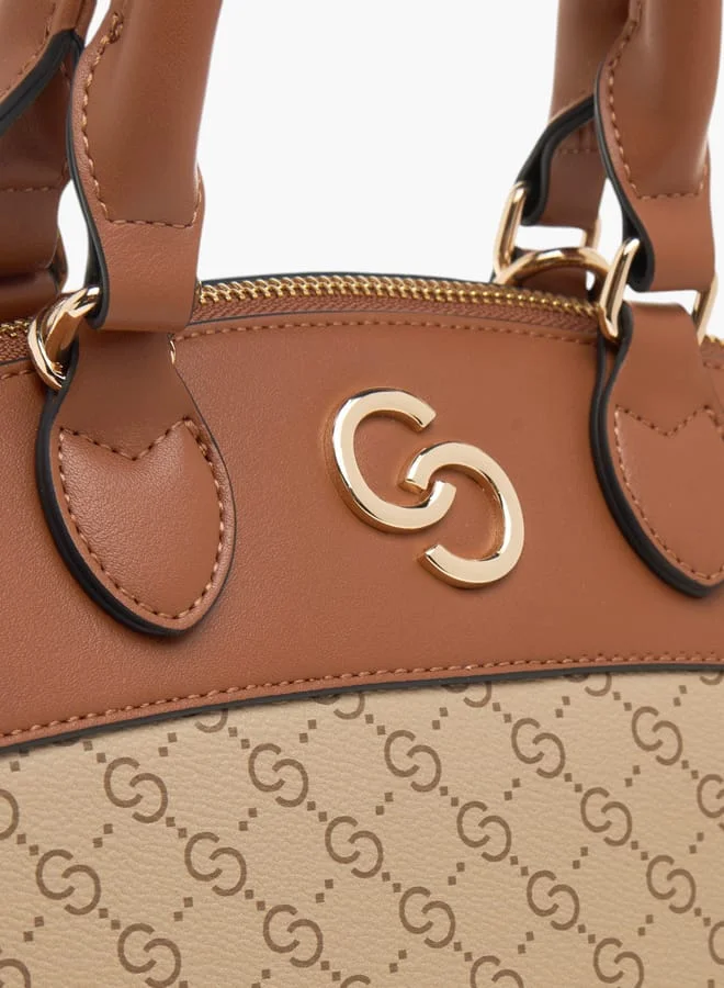 Celeste Womens Monogram Print Tote Bag With Detachable Strap And Zip Closure