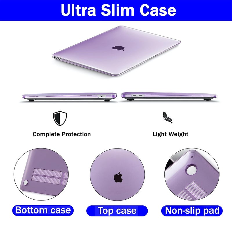 Gioia Bazaar Compatible with MacBook Air 13 inch Case Cover 2010-2017 Release A1369/A1466 Chip, Protective Plastic Hard Shell Case Cover (Matt Purple) - Image 3