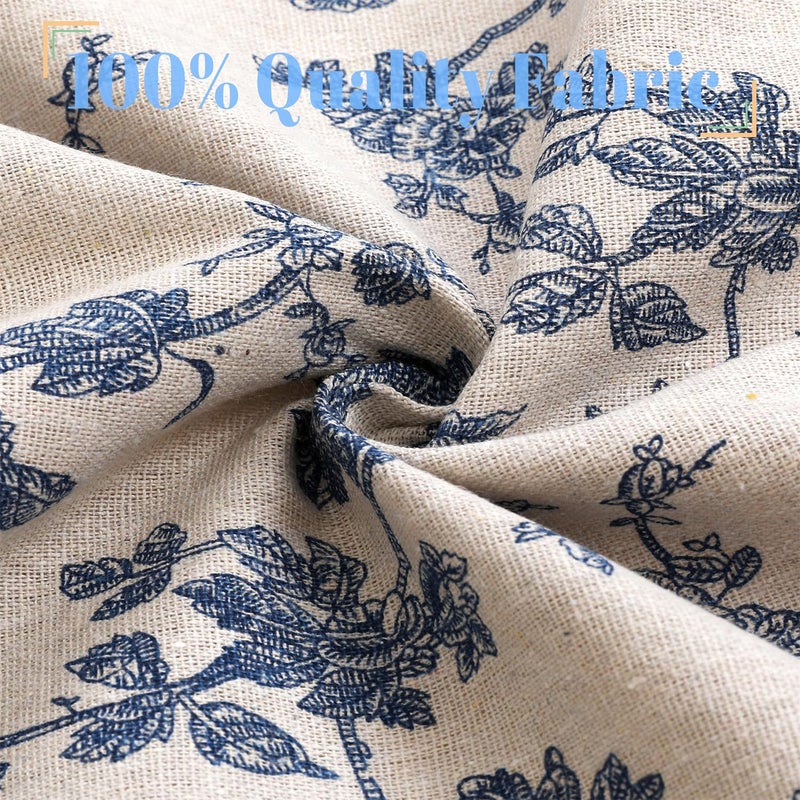 Moslovstar Farmhouse Cotton Linen Tier Curtain 36 Inch Long Elegant Floral Lace Window Treatment Kitchen Bathroom Short Curtain, 1 Panel, Vintage Orchid on Beige - Image 2