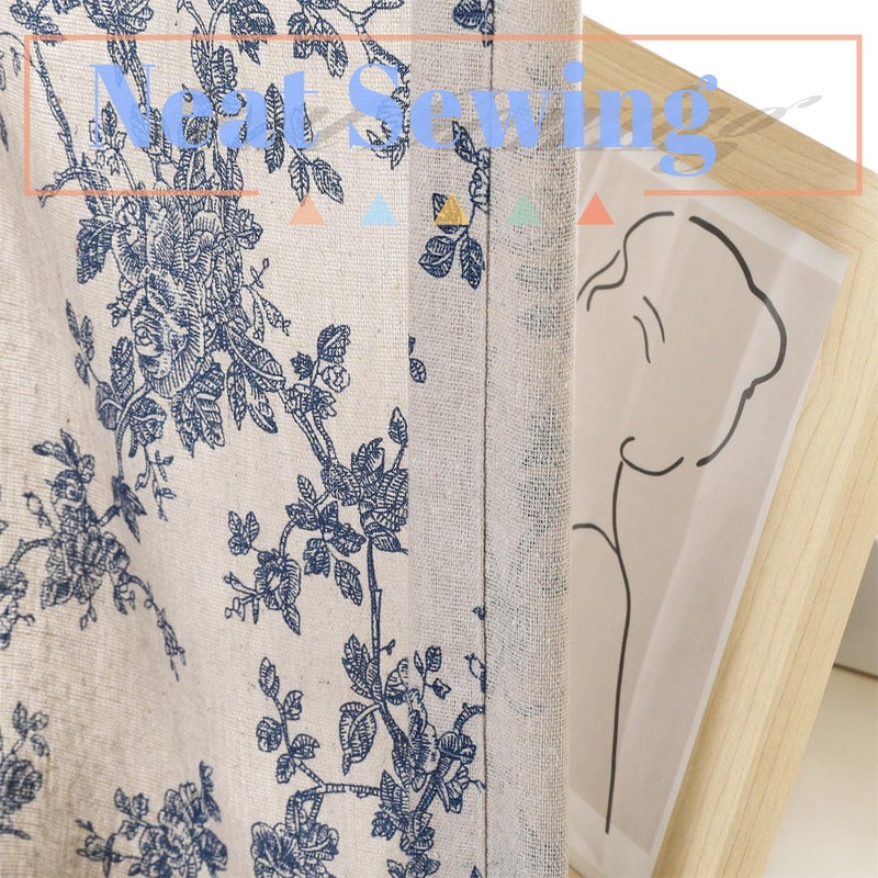 Moslovstar Farmhouse Cotton Linen Tier Curtain 36 Inch Long Elegant Floral Lace Window Treatment Kitchen Bathroom Short Curtain, 1 Panel, Vintage Orchid on Beige - Image 4