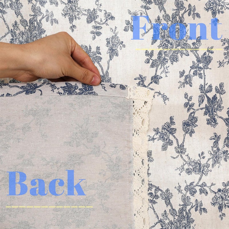 Moslovstar Farmhouse Cotton Linen Tier Curtain 36 Inch Long Elegant Floral Lace Window Treatment Kitchen Bathroom Short Curtain, 1 Panel, Vintage Orchid on Beige - Image 5
