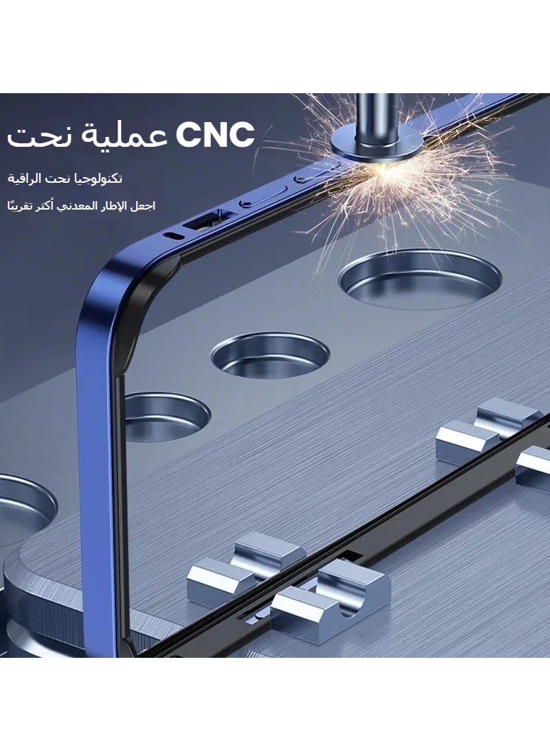 مناسبة آيفون 16 بروماكس 16 برو جراب هاتف سبائك الألومنيوم الإطار لا لوحة الظهر أربع زوايا مكافحة قطرة رقيقة وخفيفة جراب هاتف - Image 4