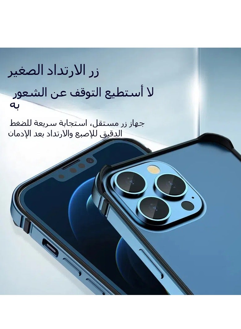 مناسبة آيفون 16 بروماكس 16 برو جراب هاتف سبائك الألومنيوم الإطار لا لوحة الظهر أربع زوايا مكافحة قطرة رقيقة وخفيفة جراب هاتف - Image 3