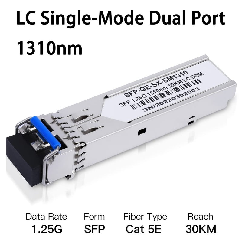 GESD 4Pack 1.25G SFP LC Module 1000Base-LX(SMF,1310nm,20km,DDM) Single-Mode Transceiver for Cisco GLC-LH-SMD,Ubiquiti UniFi,Meraki MA-SFP-1GB-LX10,Fortinet,Mikrotik,TP-Link,Netgear,TL-SM311LS,D-Link,Intel - Image 3