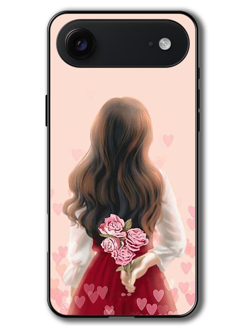Theodor Case Compatible with Apple iPhone 17 Air 6.5 Inch Protection Shockproof Bumper Cover Girl Hiding Flowers - Image 1