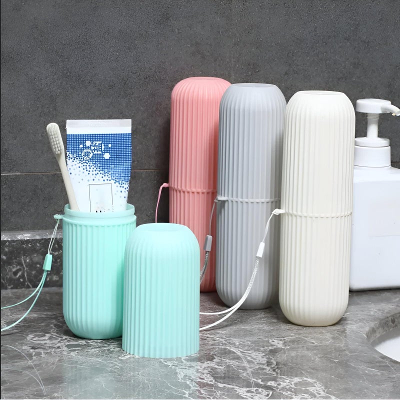 Aseenaa Capsule Shape Plastic Portable Toothpaste Toothbrush Case Holder, Storage Box Container Bathroom Organizer for Travel, Indoor and Outdoor | Pack of 4 | Color : Multicolor - Image 3