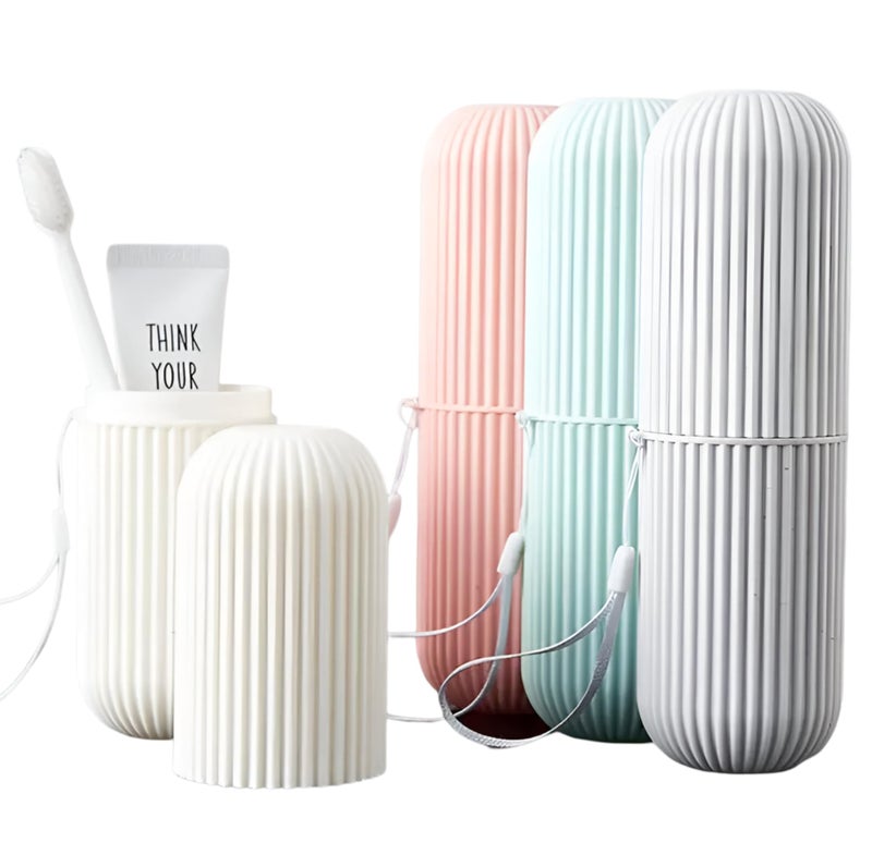 Aseenaa Capsule Shape Plastic Portable Toothpaste Toothbrush Case Holder, Storage Box Container Bathroom Organizer for Travel, Indoor and Outdoor | Pack of 4 | Color : Multicolor - Image 1