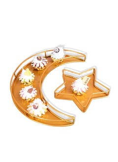 Y&D 2 Pcs Moon Star Shape Eid Ramadan Serving Tray Home Craft Ornaments  - Image 1