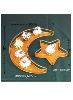 Y&D 2 Pcs Moon Star Shape Eid Ramadan Serving Tray Home Craft Ornaments  - Image 2