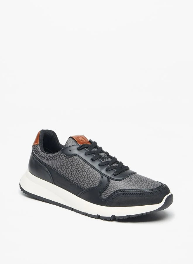 دوتشيني Men's Monogram Print Lace-Up Sneakers