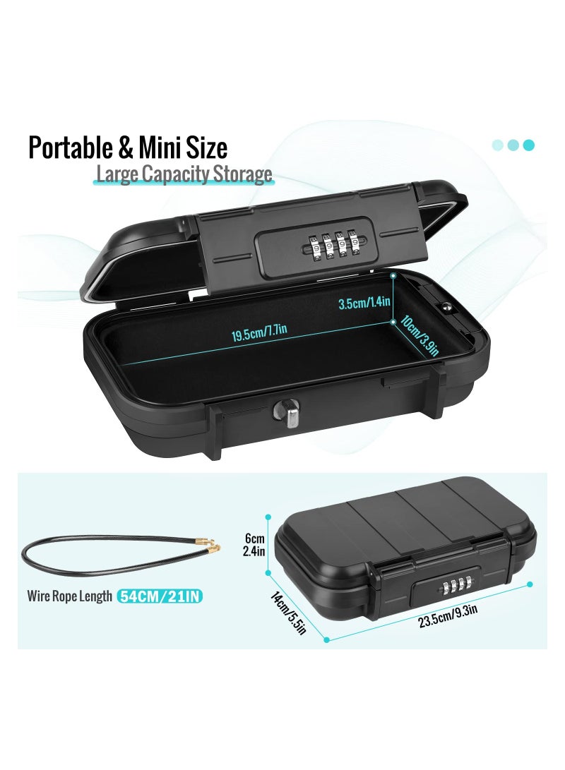 SYOSI SYOSI Portable Security Box with Code, Combination Security Case Lock Box Waterproof, with Removable Wire Rope Security Safe Box for Car, Home, Travel  - Image 5