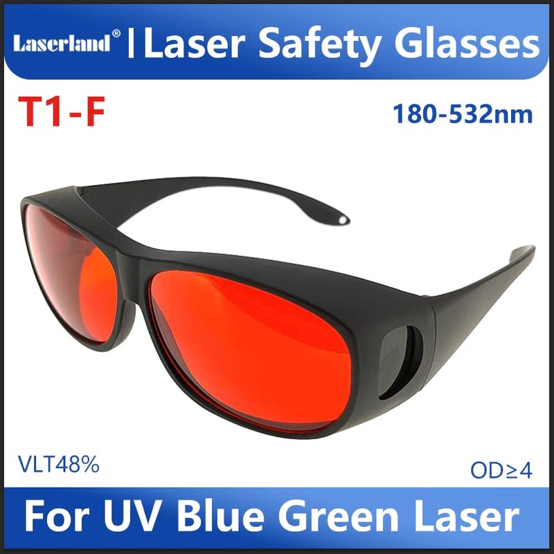 Laserlands Laser Safety Glasses 532nm OD6 180nm-532nm Wavelength Violet/Blue/Green Laser Protective Goggles for 405nm, 445nm, 450nm,473nm 532nm T1- F - Image 3