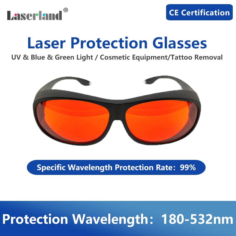 Laserlands Laser Safety Glasses 532nm OD6 180nm-532nm Wavelength Violet/Blue/Green Laser Protective Goggles for 405nm, 445nm, 450nm,473nm 532nm T1- F - Image 2
