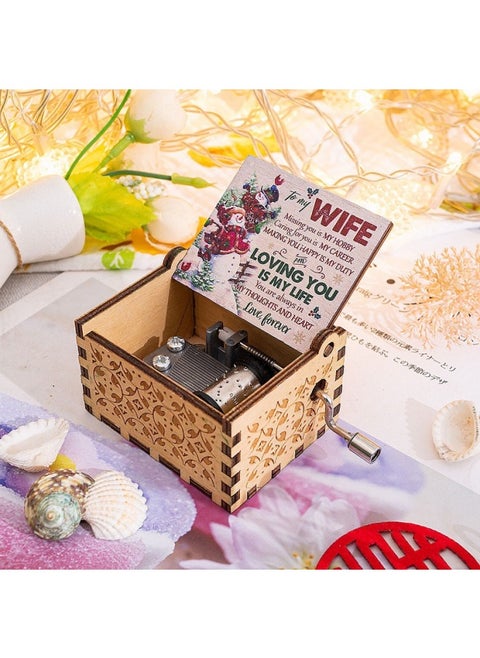 Music Box Customized Vintage Carving Exquisite Color Painting Drop Adhesive Printing And Logo Wooden Hand Music Box-Color:16-Dimensions:6.4*5.2*4.2cm