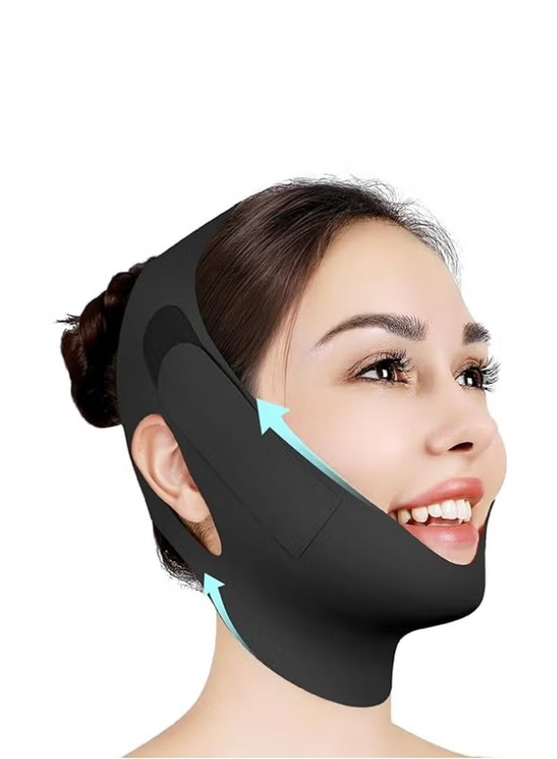 Chin Strap for Sleeping,Adjustable Chin Strap,Jaw Strap,Jawline Shaper,V Line Lifting Mask,Black - Image 1