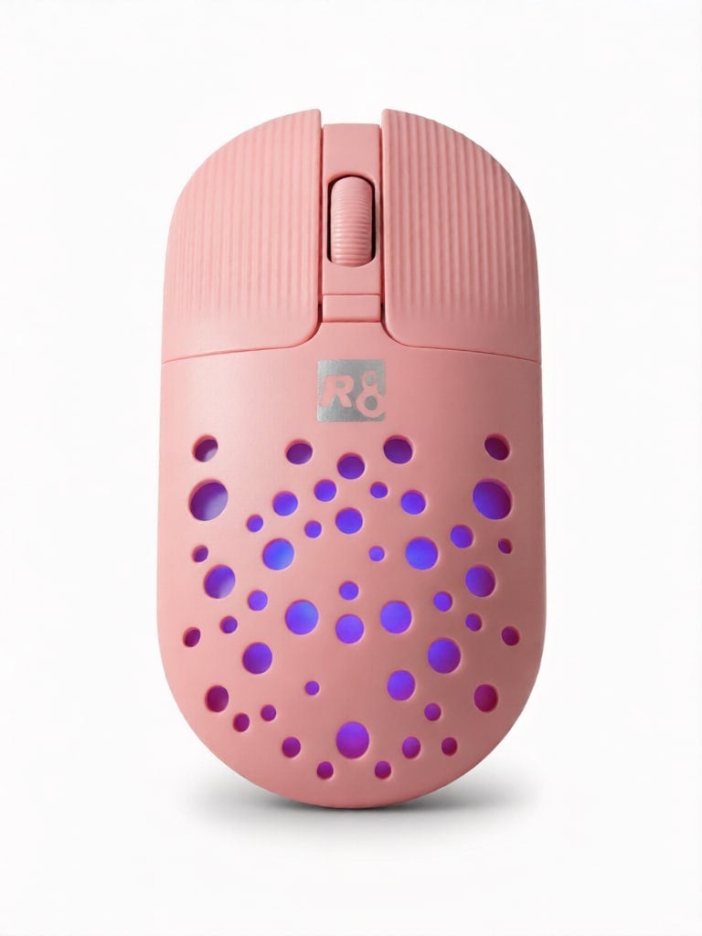Lightweight Wireless Mouse in Pink with Honeycomb Design Model 1717, Compatible with Windows , 2.4GHz Frequency, Ideal for Gaming & Office Use - Image 3