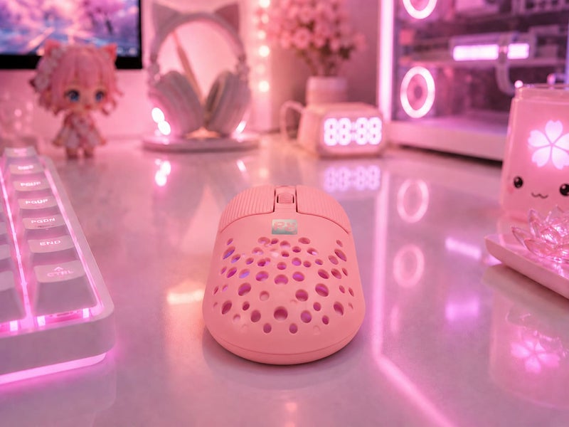 Lightweight Wireless Mouse in Pink with Honeycomb Design Model 1717, Compatible with Windows , 2.4GHz Frequency, Ideal for Gaming & Office Use - Image 4