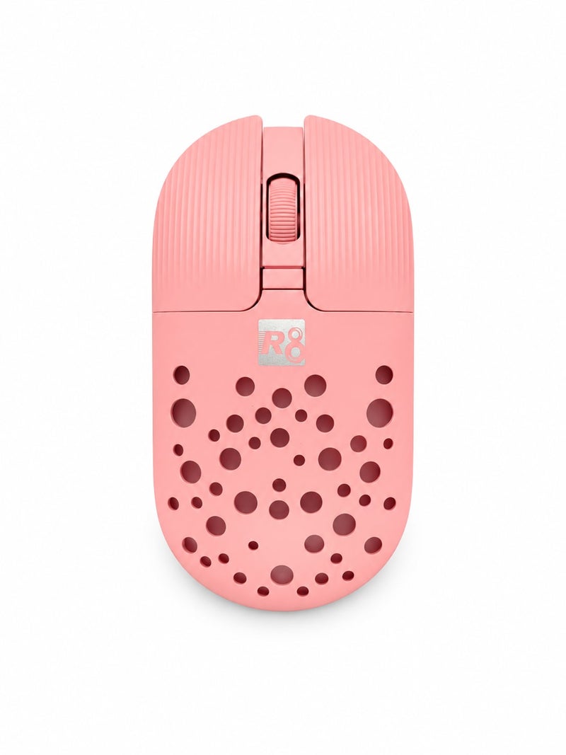 Lightweight Wireless Mouse in Pink with Honeycomb Design Model 1717, Compatible with Windows , 2.4GHz Frequency, Ideal for Gaming & Office Use - Image 1