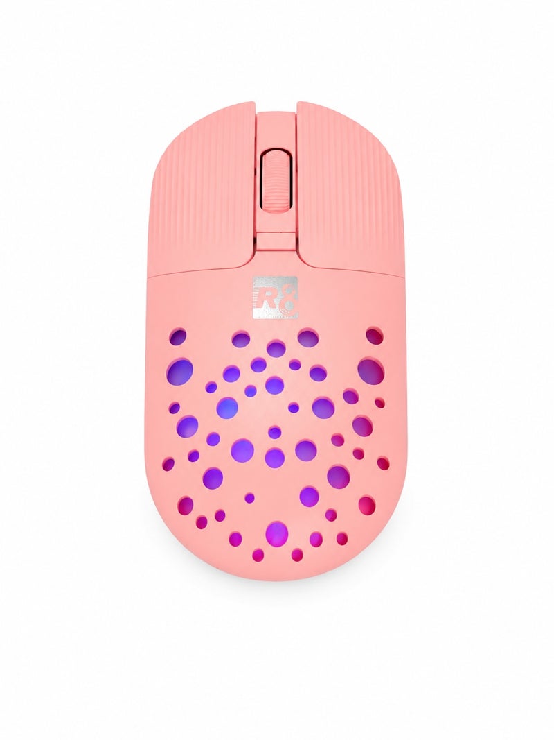 Lightweight Wireless Mouse in Pink with Honeycomb Design Model 1717, Compatible with Windows , 2.4GHz Frequency, Ideal for Gaming & Office Use - Image 2