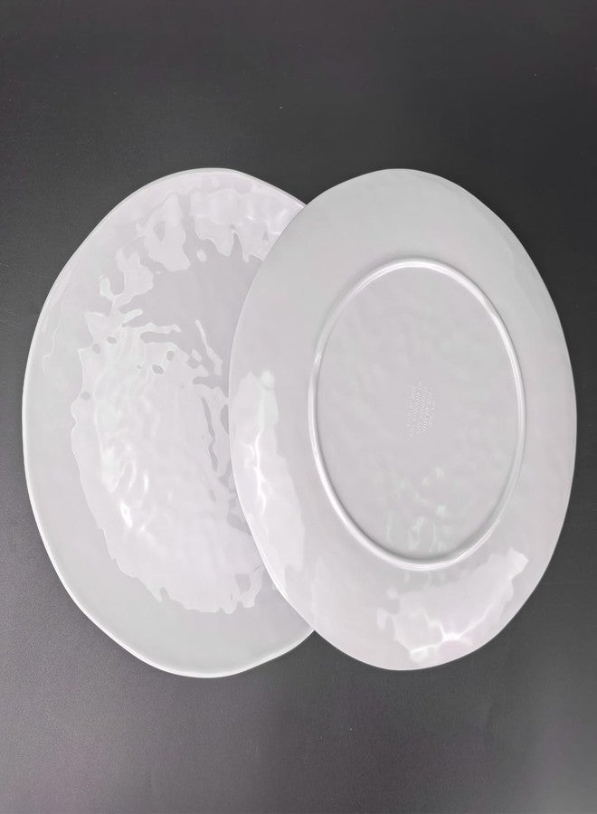 Haimenlite 6-Piece 100% Melamine Dinner/Lunch Plate Set,10inch Round Melamine Salad Plates Picnic Plates for Holiday Home Party,Break-resistant and Lightweight,Hammered Finish,BPA Free (White color) - Image 5