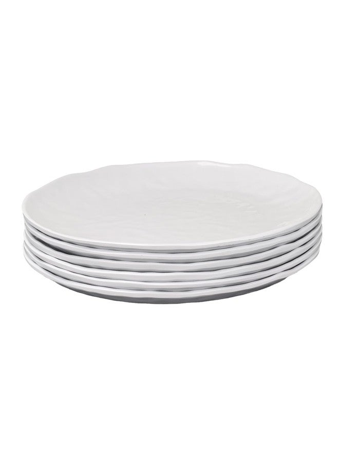 Haimenlite 6-Piece 100% Melamine Dinner/Lunch Plate Set,10inch Round Melamine Salad Plates Picnic Plates for Holiday Home Party,Break-resistant and Lightweight,Hammered Finish,BPA Free (White color) - Image 3