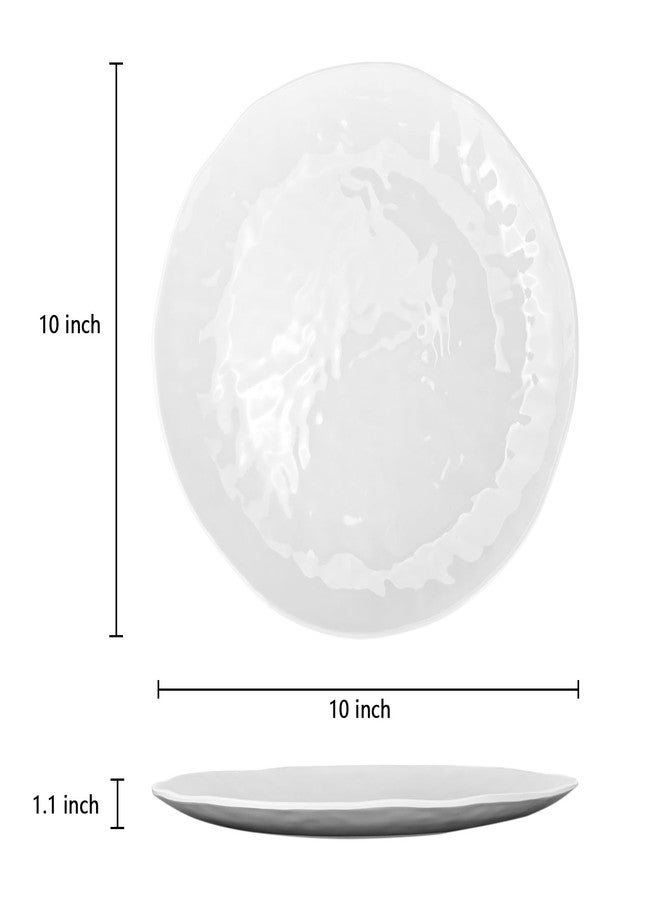 Haimenlite 6-Piece 100% Melamine Dinner/Lunch Plate Set,10inch Round Melamine Salad Plates Picnic Plates for Holiday Home Party,Break-resistant and Lightweight,Hammered Finish,BPA Free (White color) - Image 2