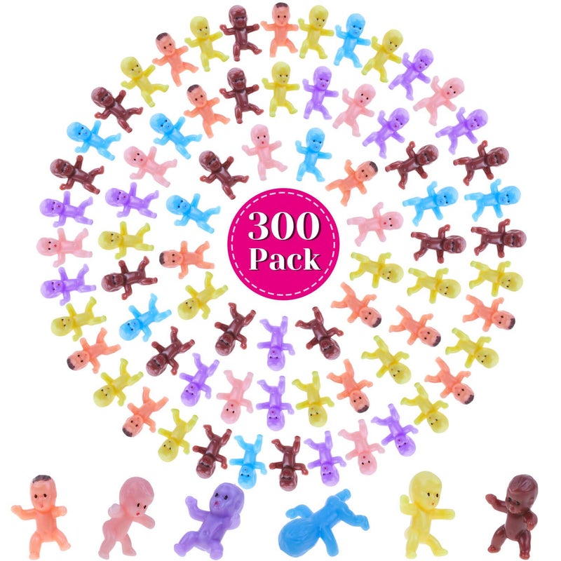 selizo Mini Plastic Babies for Baby Shower 300pcs Tiny Baby Figurines Mini Babies Bulk for Ice Cube Babies Small King Cake Babies My Water Broke Baby Shower Games 6 Colors - Image 2
