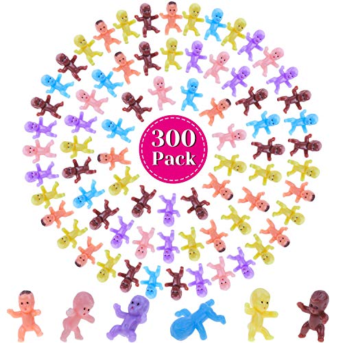 selizo Mini Plastic Babies for Baby Shower 300pcs Tiny Baby Figurines Mini Babies Bulk for Ice Cube Babies Small King Cake Babies My Water Broke Baby Shower Games 6 Colors - Image 1