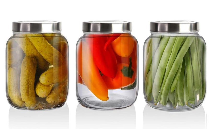 Brezzycloud Glass Jar 3000 ml Round Jars for kitchen Transparent Containers for Kitchen Pantry Flour Cereal Masala Dry Fruits See Through Cap Set of 2 - Image 3