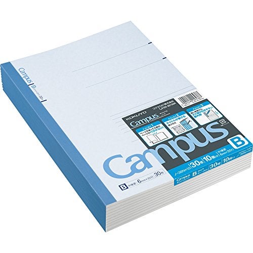 KOKUYO Campus Notebook, B 6mm Ruled, Semi-B5, 30 Sheets, 35 Lines, Blue, Pack of 10, Japan Import (NO-3BNX10) - Image 1