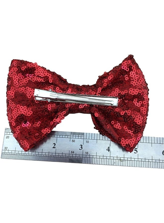 xsby 10pcs Children Sequins Bow Barrettes Cute Baby Girl Bow Hair Clips - Image 2