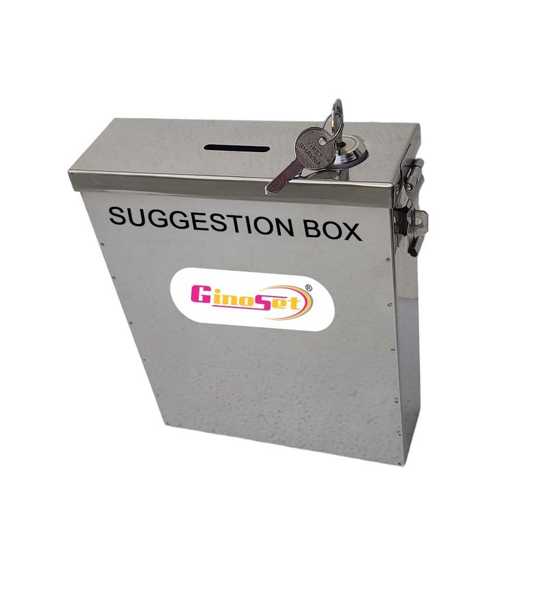 GinoSet® High GradeHeavy Metal All in one Multipurpose use Suggestion Box/Mail Box/Compaint Box/Donation Box/Wall Mountable with Two Key Lock Or Table Surface and Wall Mount Pack of 1 - Image 1