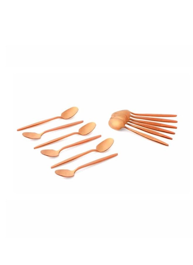 Life Smile - 12pcs Cutlery Set, 18/10 Stainless Steel, Flatware Set, 12pcs Tea Spoon, Shine Rose Gold, for Home Kitchen, Mirror Polished - Dishwasher Safe - Image 1